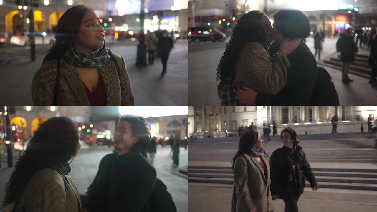 一部关于一对年轻夫妇晚上在城市约会的短片