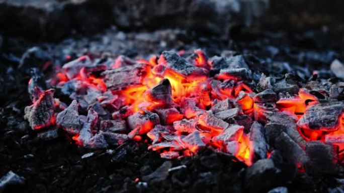 火烧起来的木炭碎片。