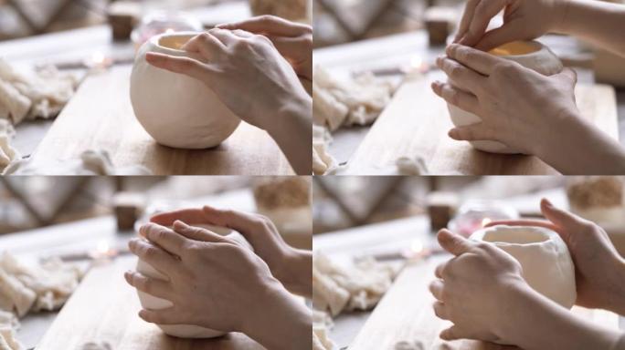 手工艺品妇女大师造型台灯花瓶冷瓷，女孩造型瓷土，爱好灵魂斯堪的纳维亚和波西米亚风格的室内装饰