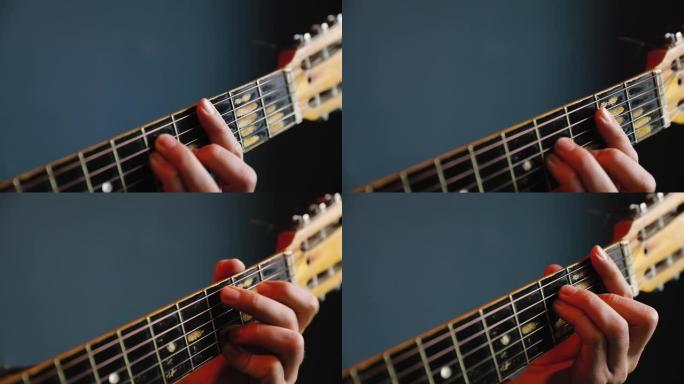 男子在blue wall特写镜头中弹奏原声吉他
