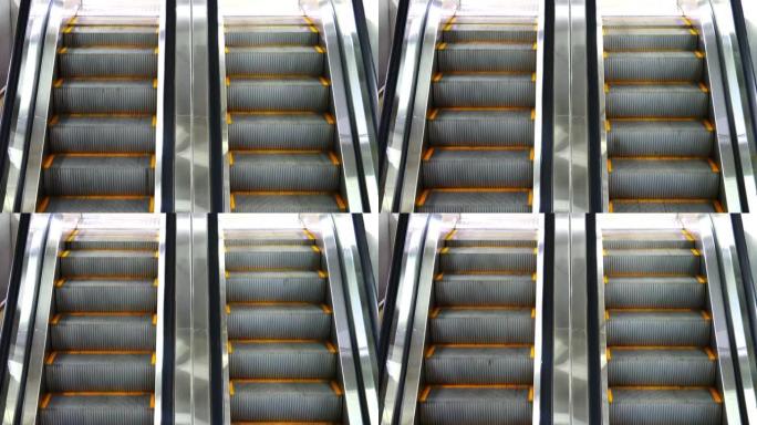 两个漂亮的自动扶梯轨道的特写镜头，具有可逆的运动