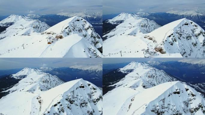罗莎·库托滑雪胜地和黑金字塔峰斜坡的鸟瞰图