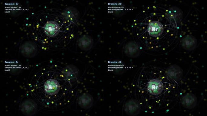 具有35个电子的溴原子与原子无限轨道旋转