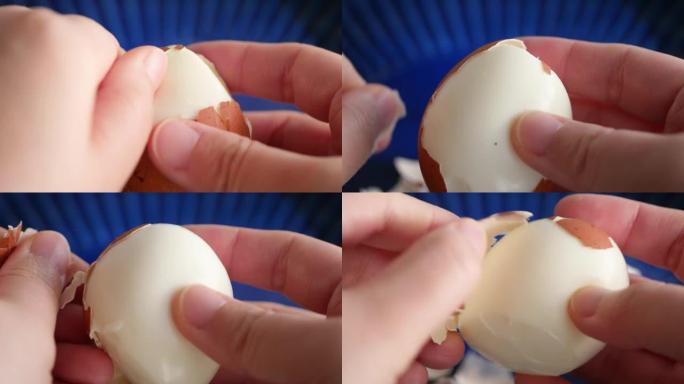 剥开煮鸡蛋的视频。