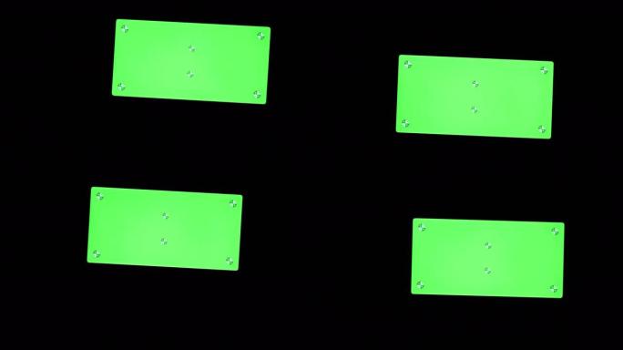 智能手机，绿屏，色度键，黑色背景标记。特写