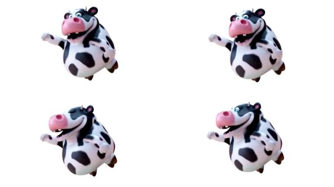 有趣的3D卡通奶牛飞行
