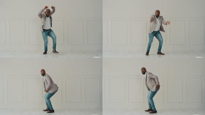 一个成熟商人独自在办公室跳舞的4k视频片段