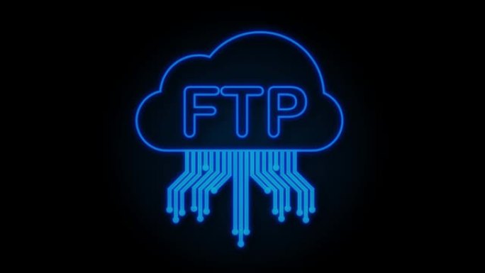 FTP文件传输图标。FTP技术图标。将数据传输到服务器。运动图形