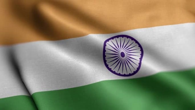 印度国旗-印度国旗高细节-国旗印度波浪图案可循环元素-高分辨率和高细节织物纹理和无尽循环股票视频