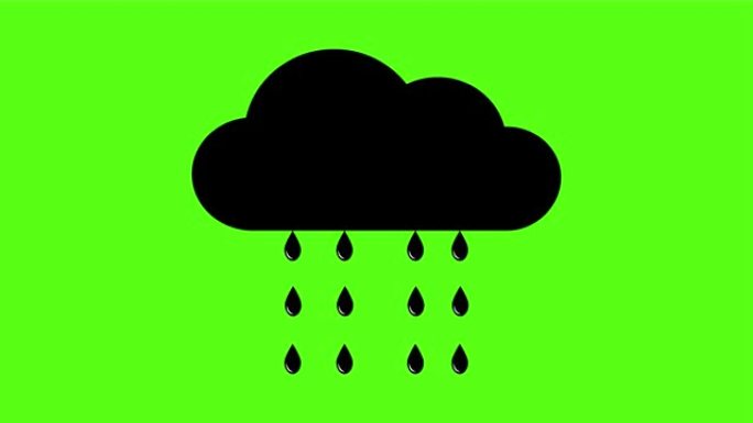 阴雨天气视频动画，绿色背景