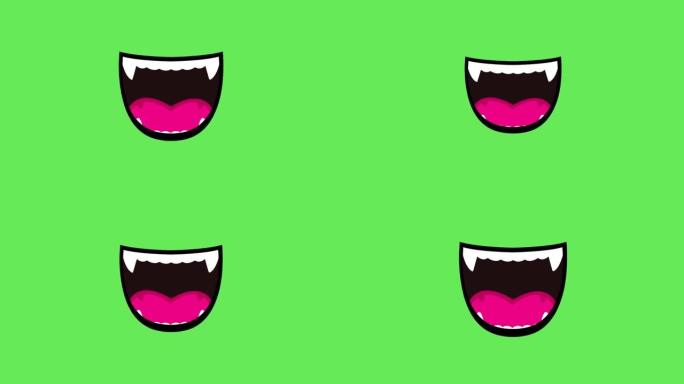 绿色背景上的动画人脸标记。