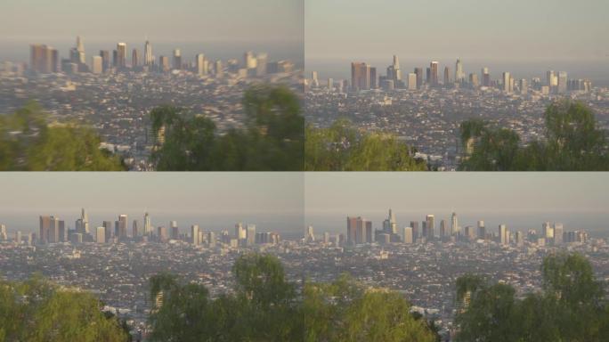 日落前从好莱坞山和日落大道欣赏洛杉矶美丽的风景