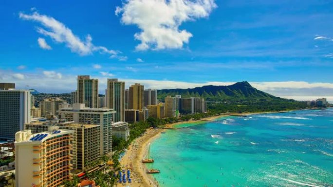 夏威夷檀香山沿海地带蓝天白云开发区