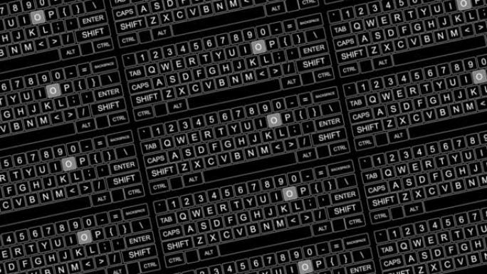 黑色背景覆盖数字和字母的键盘，数字动画