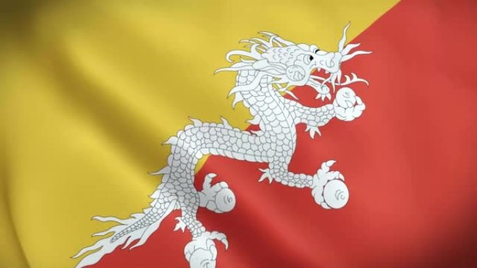 4K不丹国家动画标志，不丹国旗动画，不丹国旗舞动，不丹国旗动画。