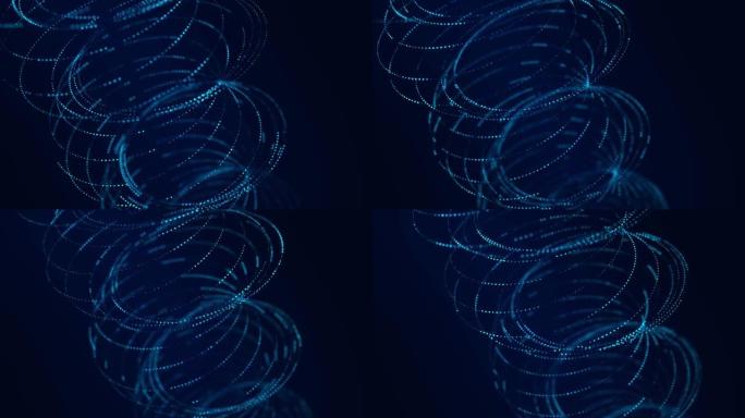 网络连接结构。带点和线的抽象扭曲形式。技术网格背景。颗粒流动。3D渲染。