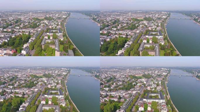 波恩: 夏季西德前首都的鸟瞰图-从上方看欧洲的风景全景