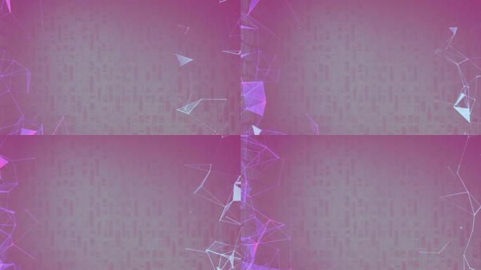 紫色背景上的丛连接网络动画