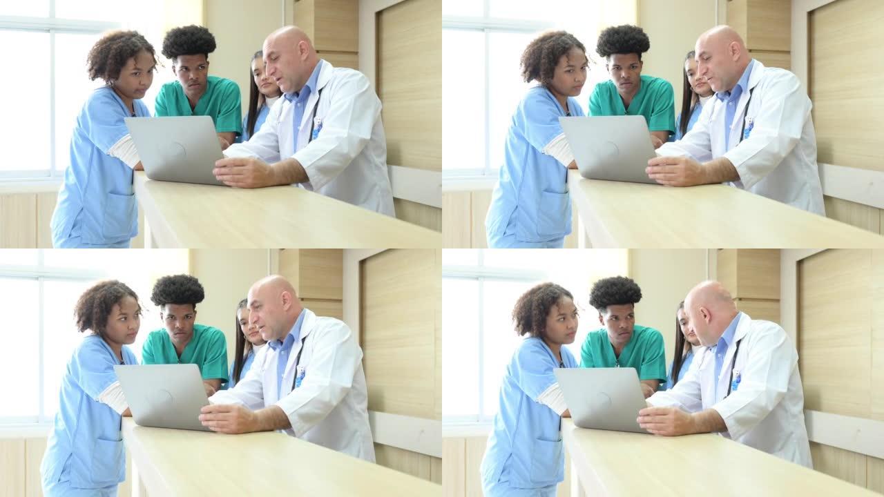一位医学教授向在国际医学医院实习的医学生提供有关患者检查的建议。