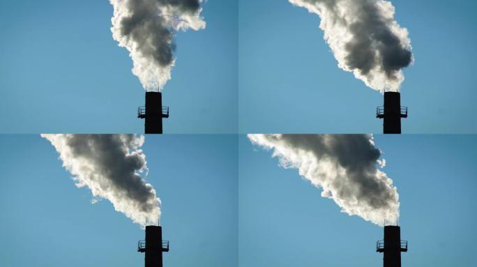 将温室气体排放到大气中的烟斗吸烟