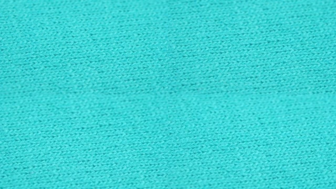 纺织背景-蓝色棉涤纶织物。微距拍摄