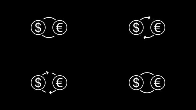 货币兑换美元欧元图标动画