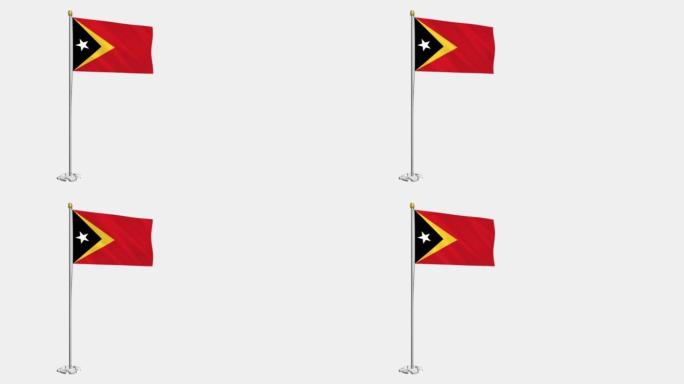 东帝汶国旗在风中飘扬的循环视频，4k的慢动作视频，带Alpha通道