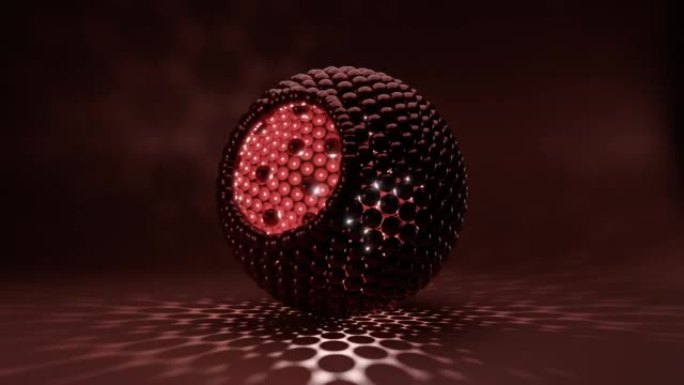 高清视频动画的抽象3D渲染科幻球体创建了许多小球体在美丽的环境中移动，并创建了独特的图案或纹理。