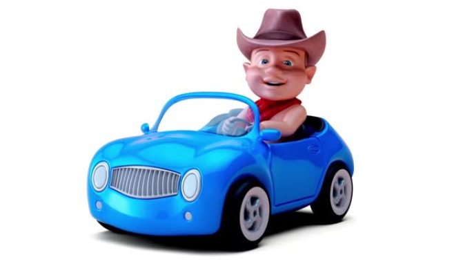 牛仔婴儿驾驶的有趣3D卡通