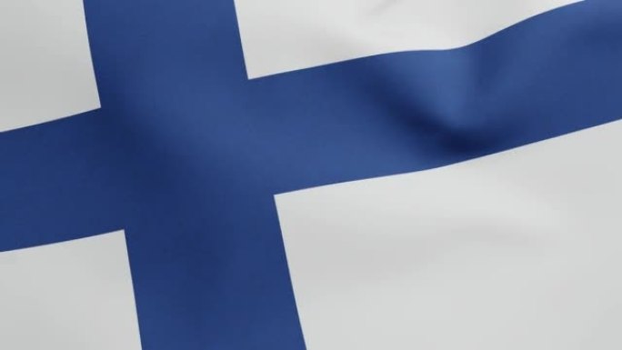 芬兰国旗挥舞原始尺寸和颜色3D渲染，Suomen lippu或芬兰国旗和Siniristilippu