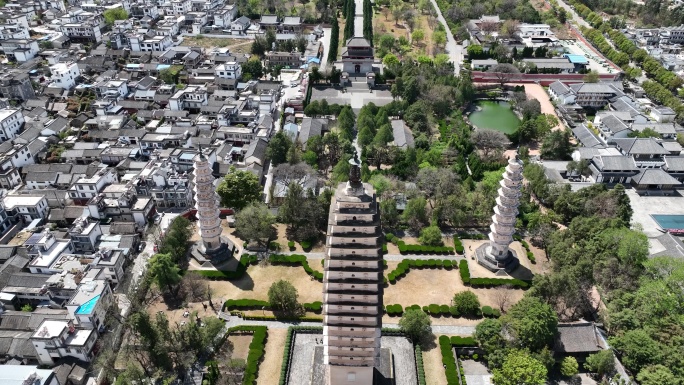 大理崇圣寺三塔航拍