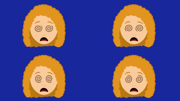 动画圈的脸一个红头发的女人卡通催眠与螺旋形的眼睛