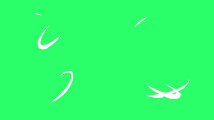绿色背景上的动画白色速度线效果。
