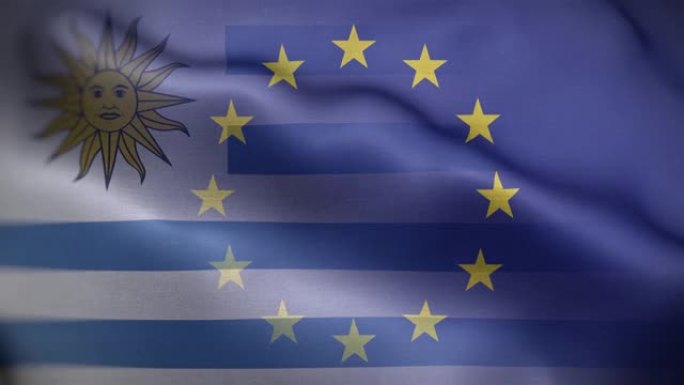 EU乌拉圭国旗环背景4K