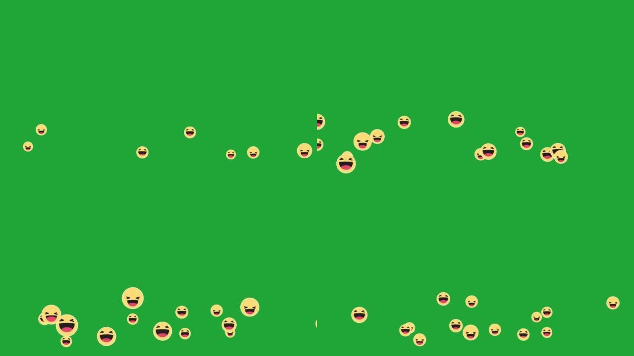 社交媒体哈哈哈图标动画视频。在绿色屏幕上。