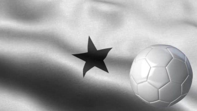 加纳国旗和足球-加纳国旗高细节-国旗加纳波浪图案循环元素-织物纹理和无尽循环-足球和旗帜