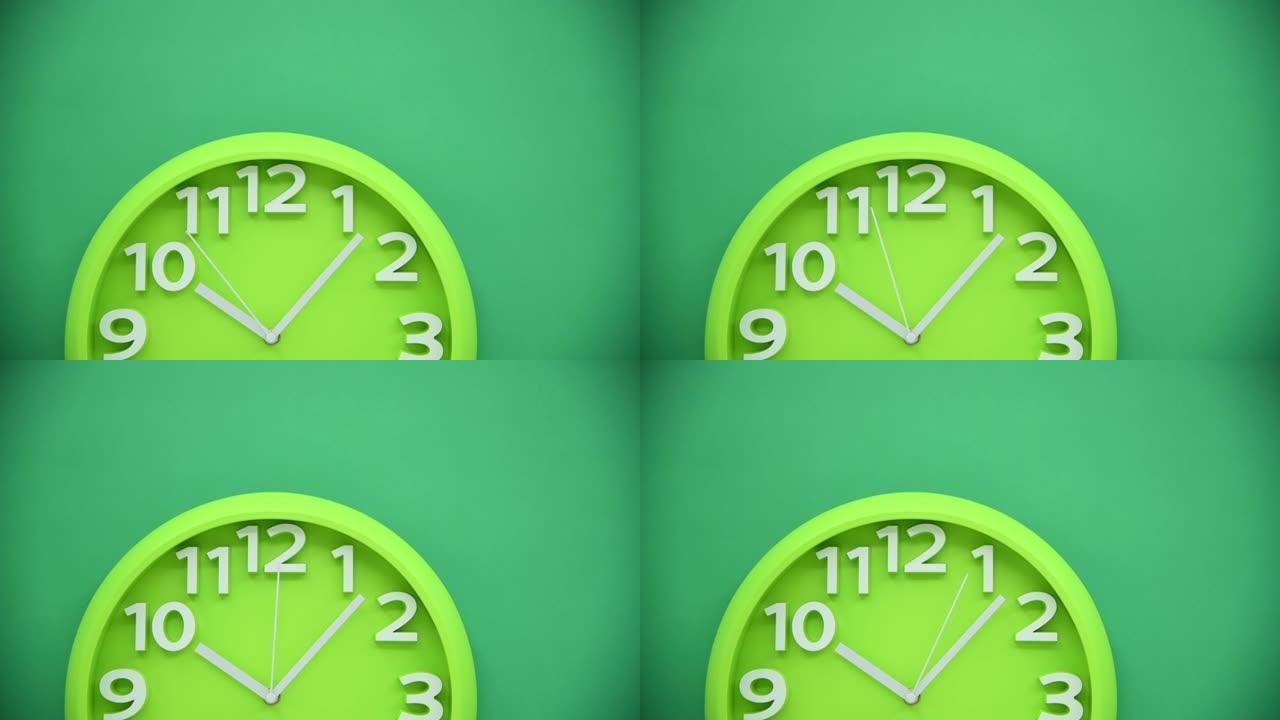 绿色墙上的绿色时钟