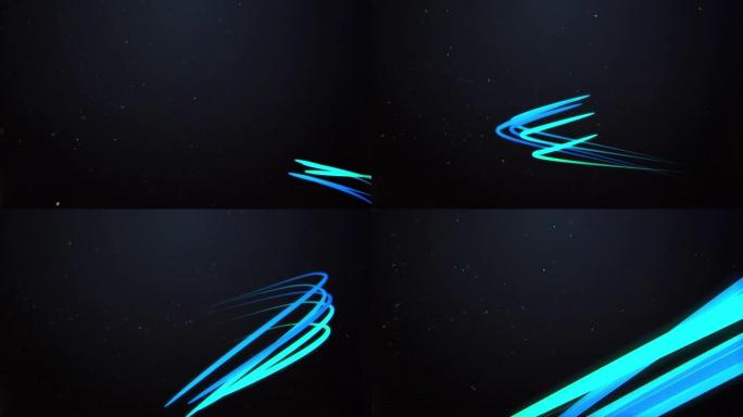 黑暗背景上抽象闪亮蓝色设计元素的4k视频。