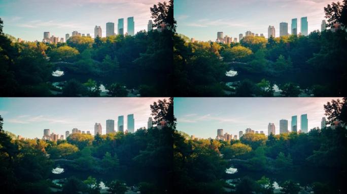 纽约中央公园4k延时的一天结束