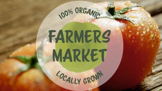 新鲜西红柿上的农贸市场文字动画
