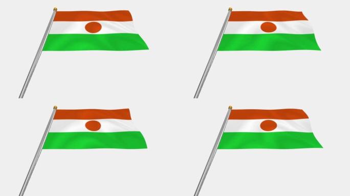 尼日尔国旗在风中飘扬的循环视频，4k的慢动作视频，带Alpha通道