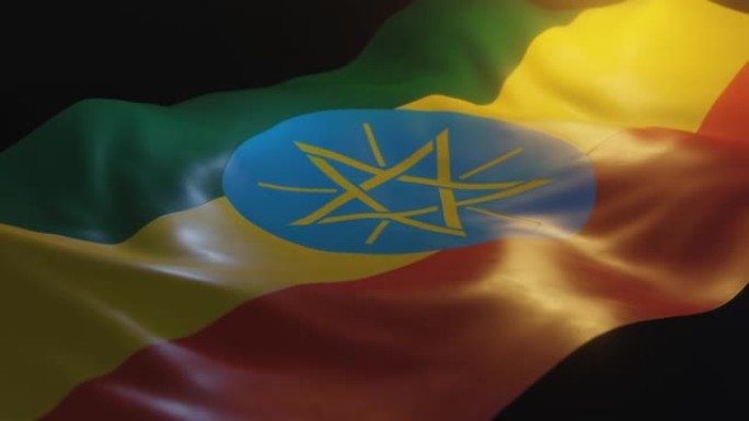 埃塞俄比亚国旗侧面角度视图