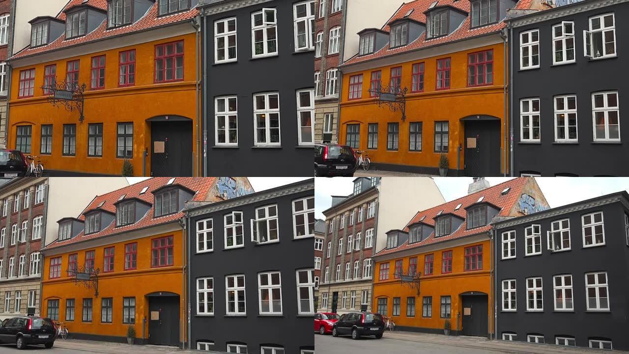 一栋老房子的漂亮门面。哥本哈根。丹麦。