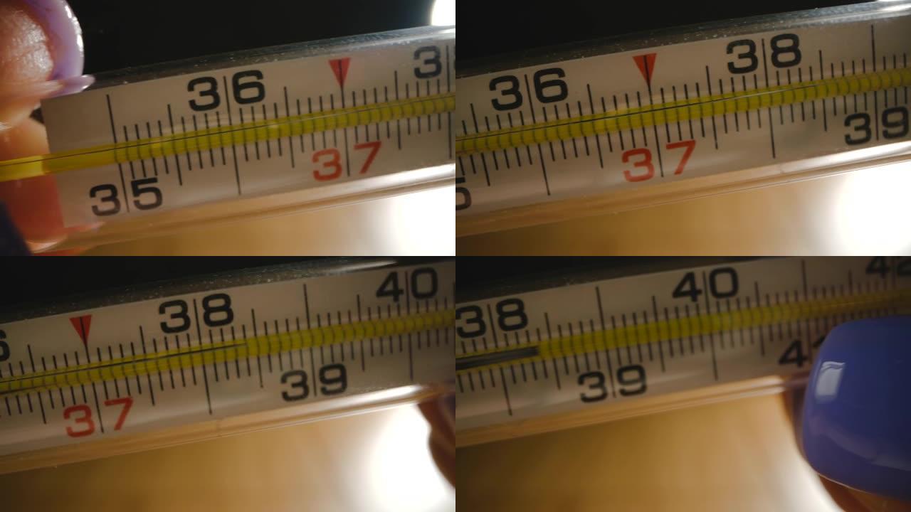 温度计特写镜头测量温度