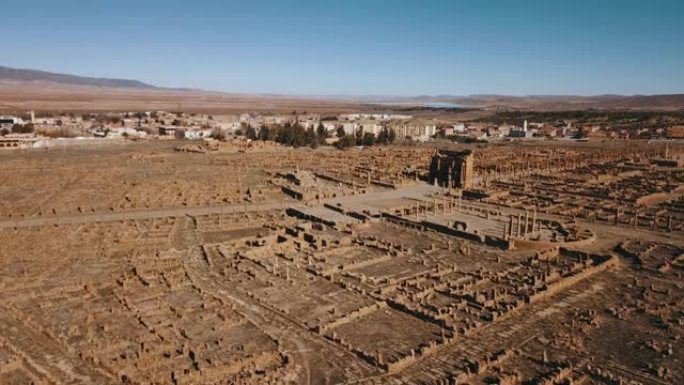 阿尔及利亚古代廷加德遗址的鸟瞰图