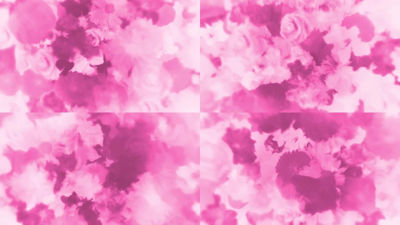 粉色花卉油画背景动画