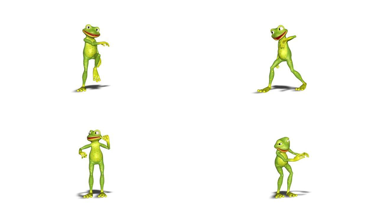 白色背景上的跳舞青蛙循环