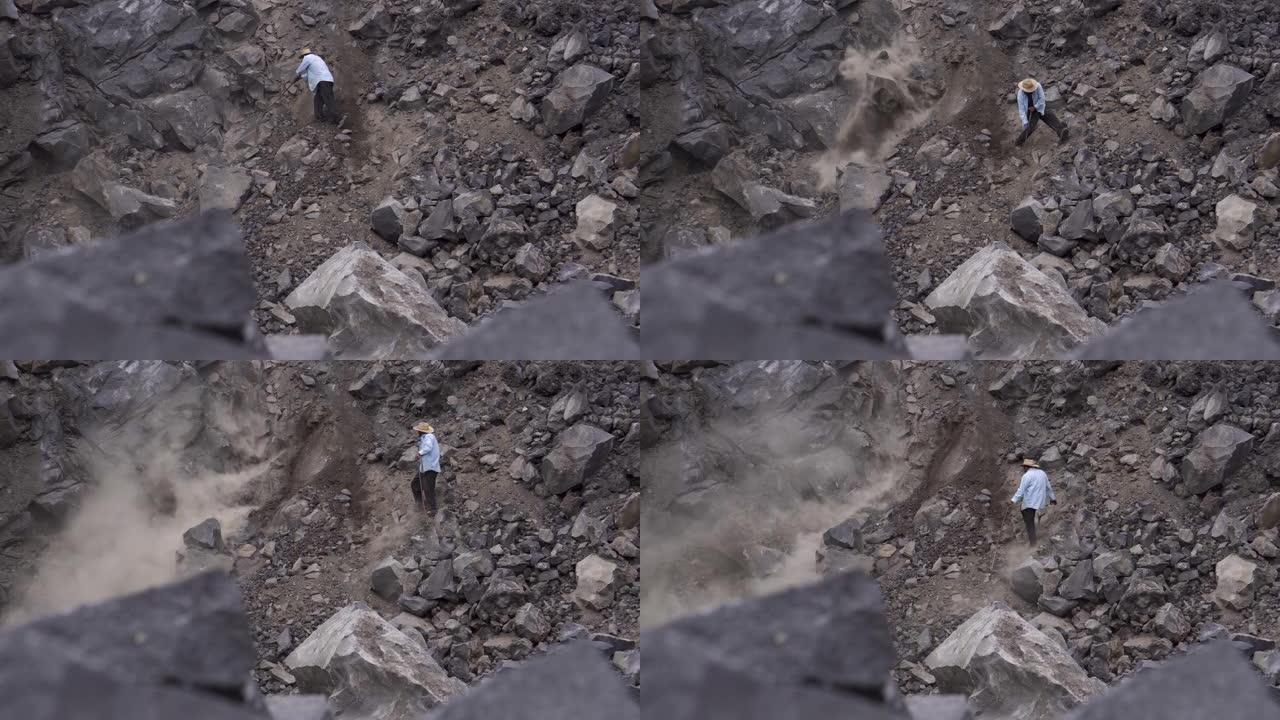 墨西哥的火山岩开采采石场