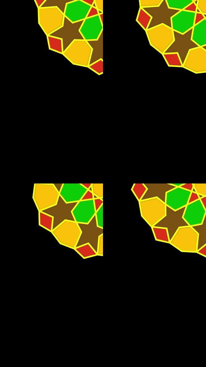几何背景-4k伊斯兰斋月-几何形状-可循环-马赛克-星形-斋月伊斯兰背景-八角形的旋转