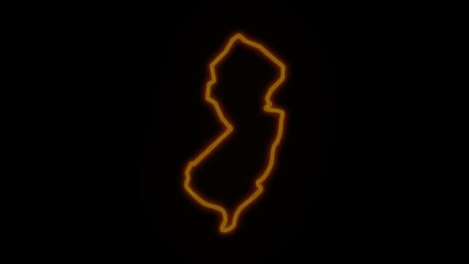 美国新泽西州地图霓虹灯动画